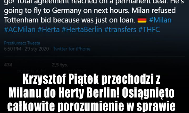 JEST POROZUMIENIE WS. TRANSFERU PIĄTKA!